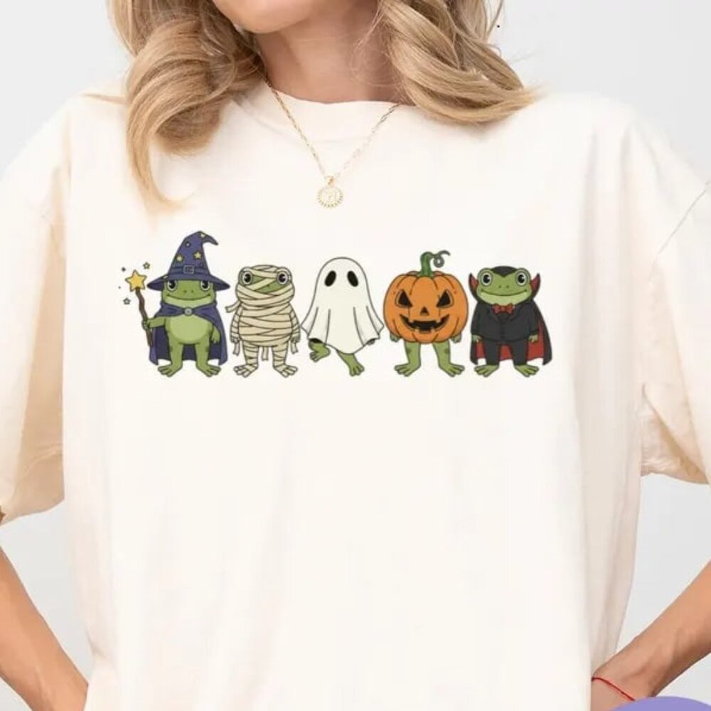 Spooky Frogs Shirt, Halloween Frog Lovers Gift, Spooky Season Halloween Shirt